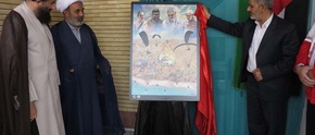 نقاشی اثر  «طوفان الاقصی» با ایده «فلسین تنها نیست» در استان رونمایی شد